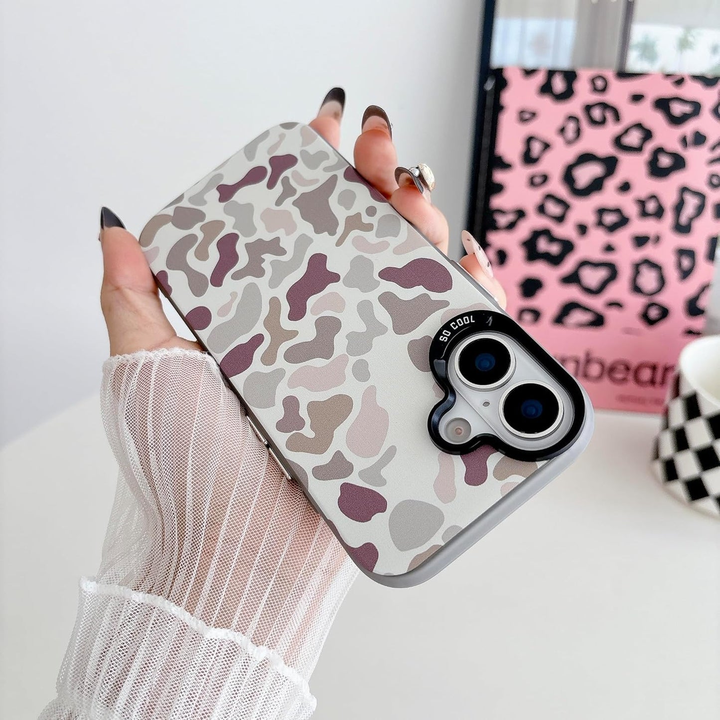 for iPhone 17 Case, Vintage Camo Pattern Design for Men Boys Teens, Cool Camouflage Shockproof Protective Cover for Girls Women - Black