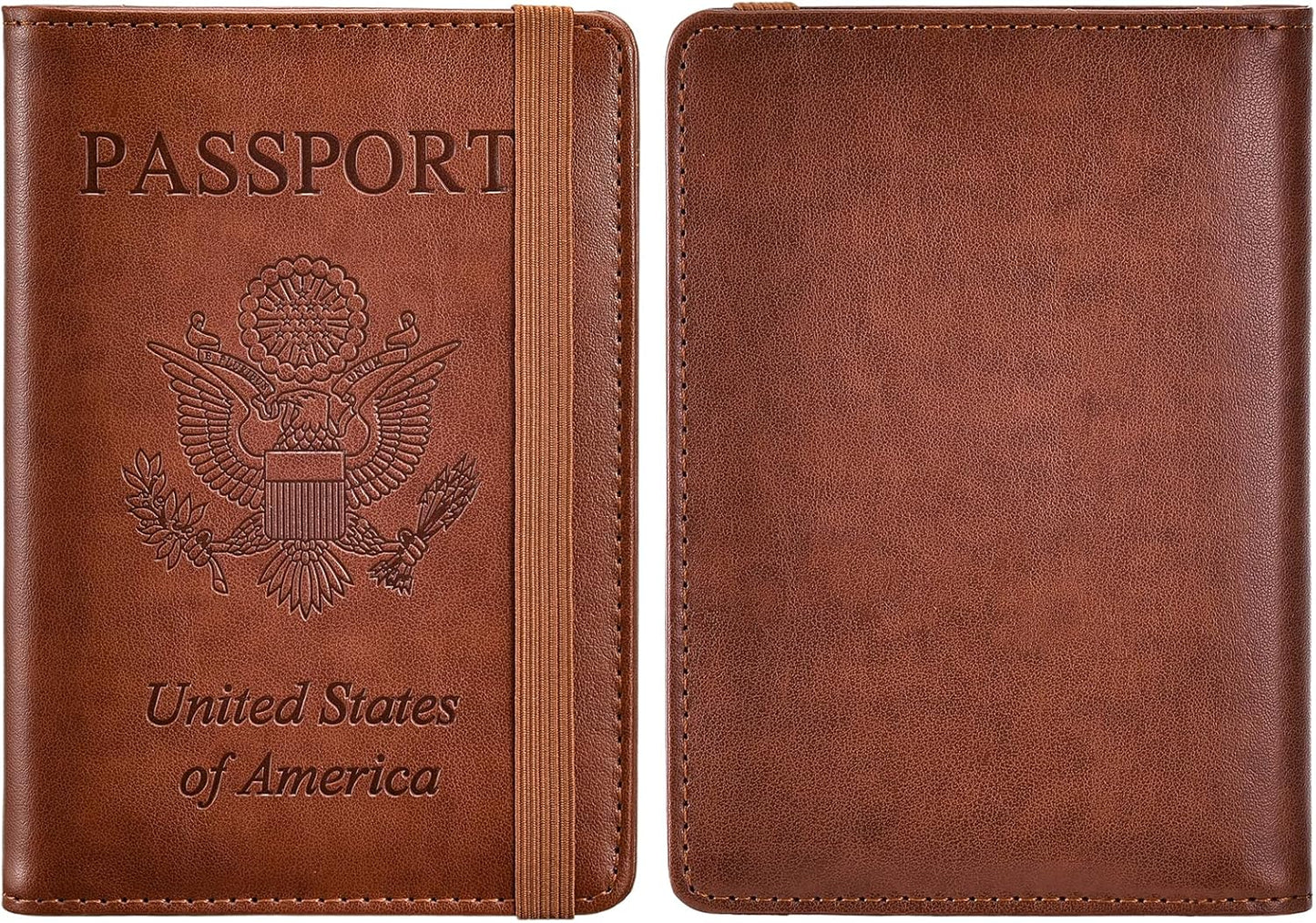 HerriaT Passport and Vaccine Card Holder Combo,Cover Case with CDC Vaccination Card Slot, Leather Travel Documents Organizer Protector, with RFID Blocking, for Women and Men