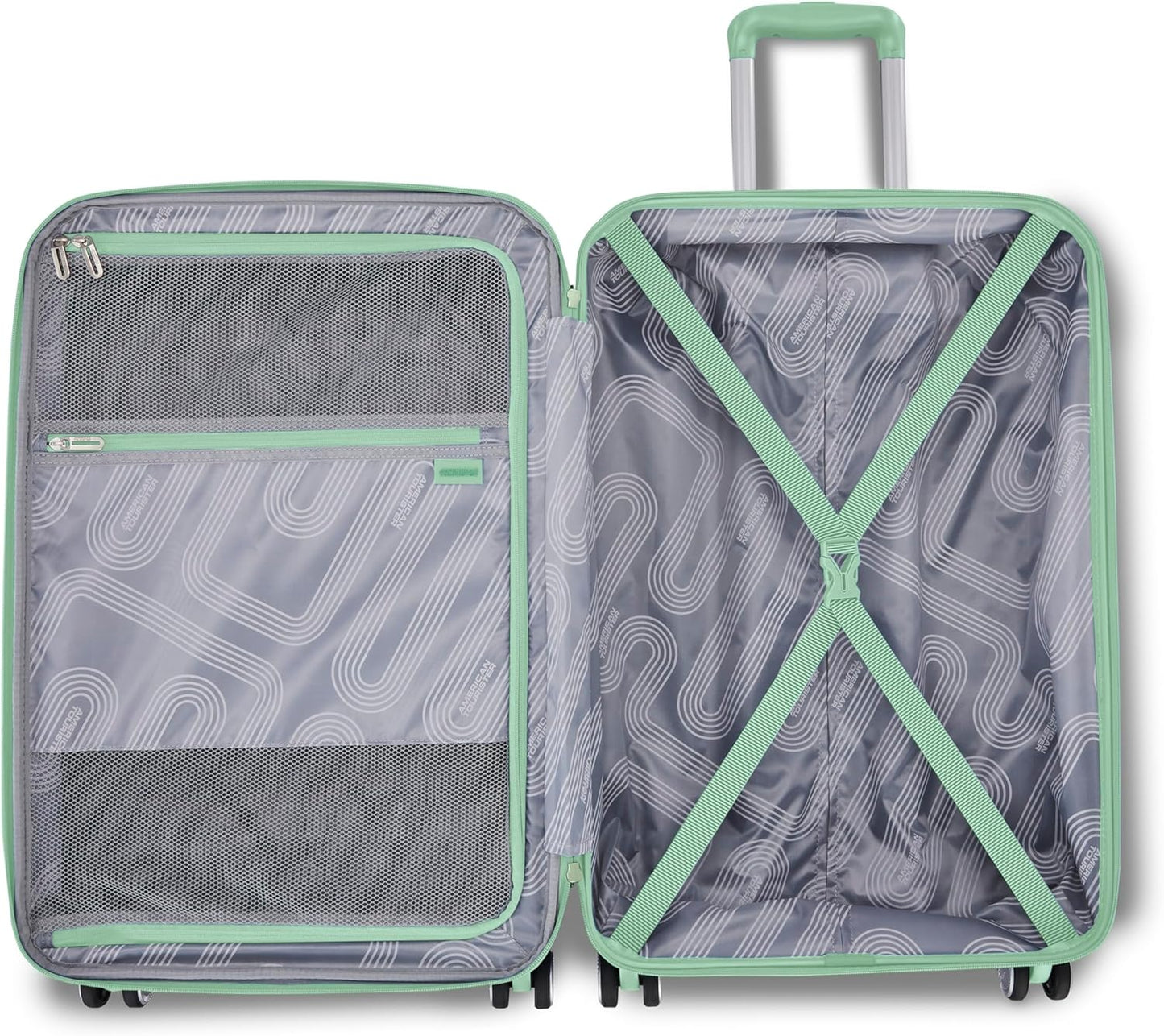 American Tourister Stratum 3.0 Carry-On Spinner, Airline Approved, Durable Hardside Luggage, Expands 1.5", RightHeight™ Adjustable Handle, Surreal Green