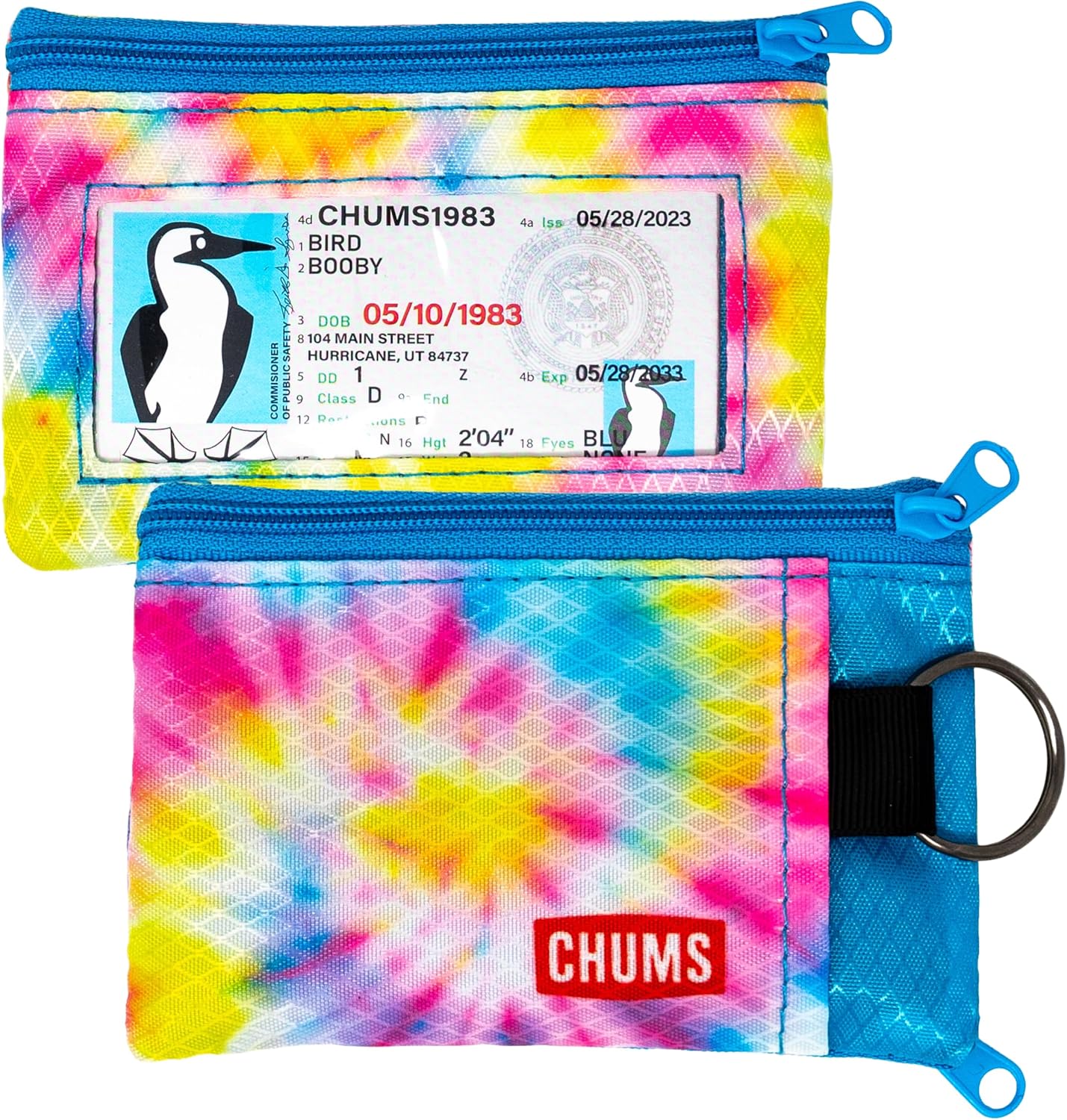 Chums Surfshorts Wallet - Lightweight Slim Wallet w/ RFID Blocking Card - Zippered, Minimalist Wallet w/Key Ring - Patterns