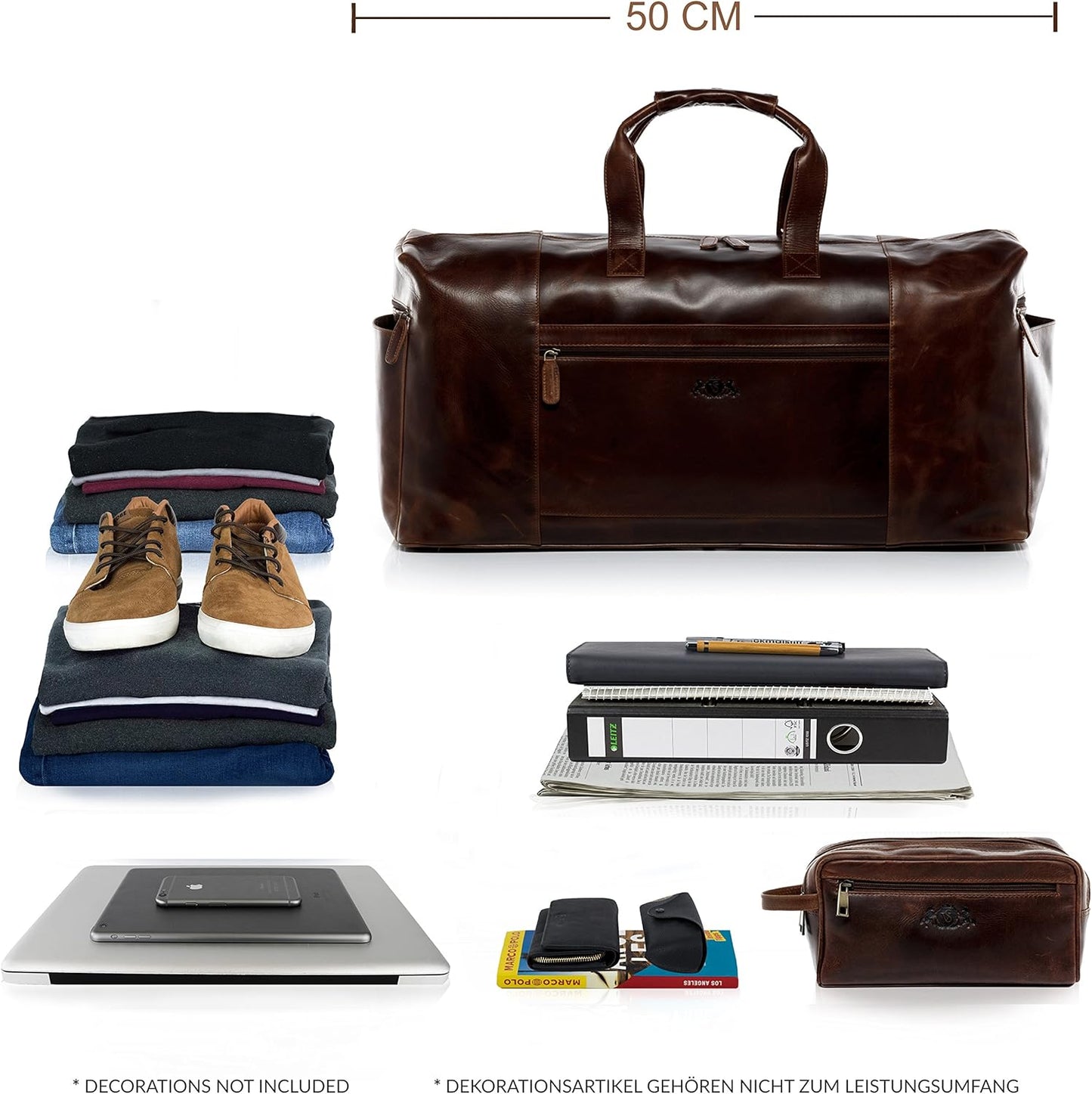 SID & VAIN travel bag holdall BRISTOL XXL duffel bag real leather weekender duffle carry on leather bag Male