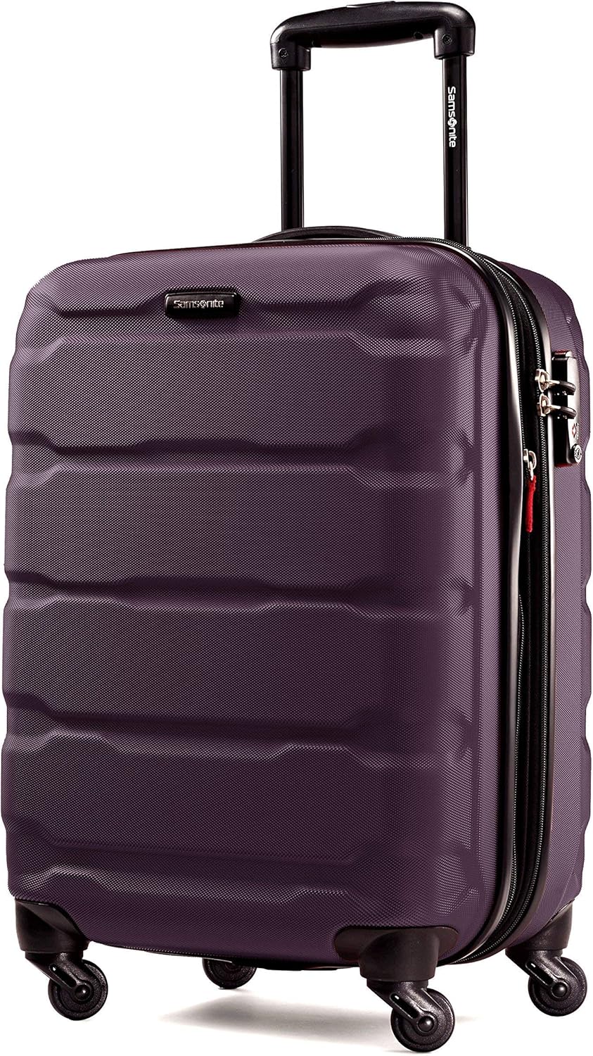 Samsonite Omni PC Hardside Expandable Luggage with Spinner Wheels, Purple, Checked-Large 28-Inch