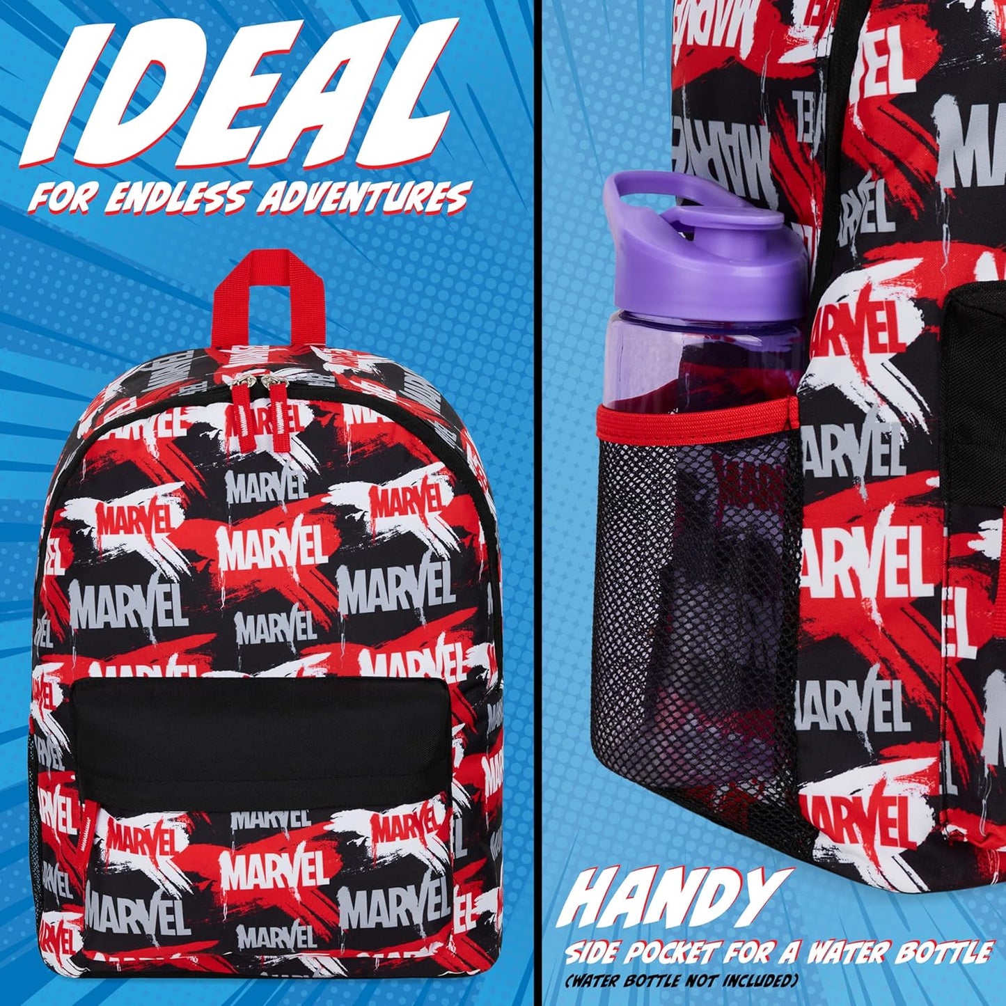 Marvel Avengers Backpack for Kids Teens Bookbag with Double Straps Daypack Backpacks for School Travel Sports Gifts for Boys (Red/Black)