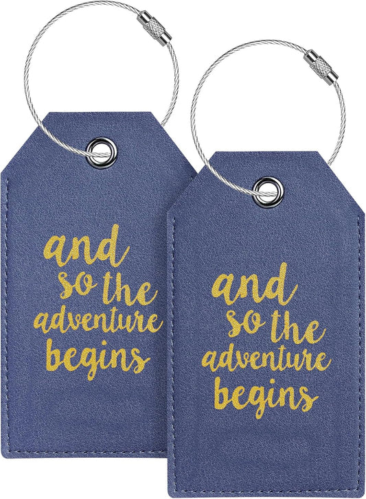 Luggage Tag & Initial Baggage Tags for Suitcases Leather Bag Tags for Backpacks Handbag School Instrument with Name ID Label Travel Essentials, Unique Fun Navy Blue Personalized Luggage Tags 2 Pack