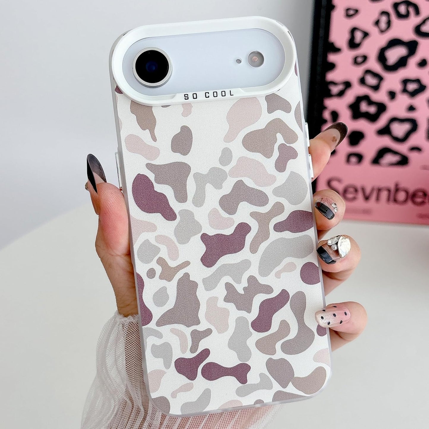 for iPhone 17 Air Case, Vintage Camo Pattern Design for Men Boys Teens, Cool Camouflage Shockproof Protective Cover for Girls Women - White