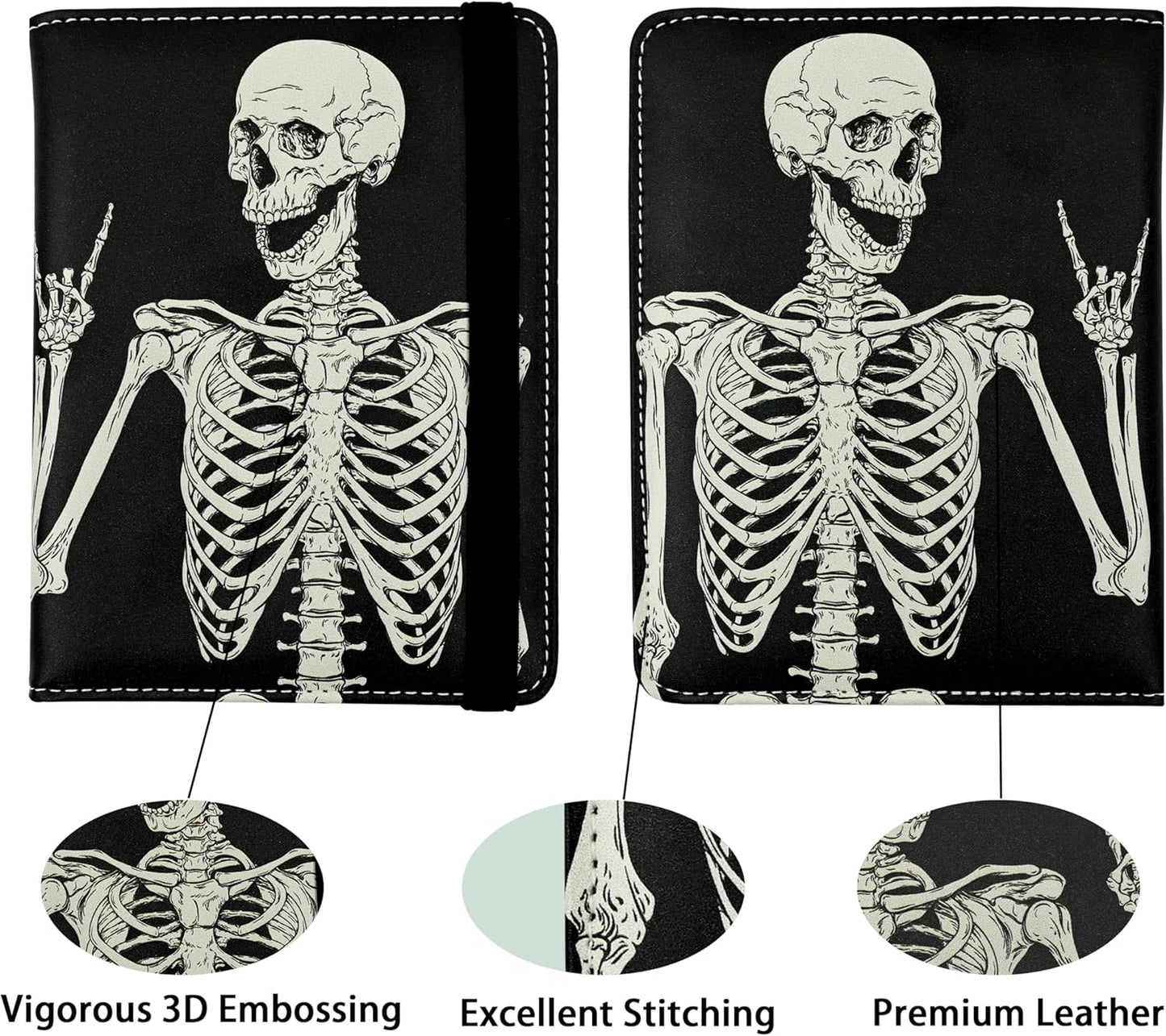 OK Skull Passport Holder for Women and Men PU Leather Passport Cover for Travel