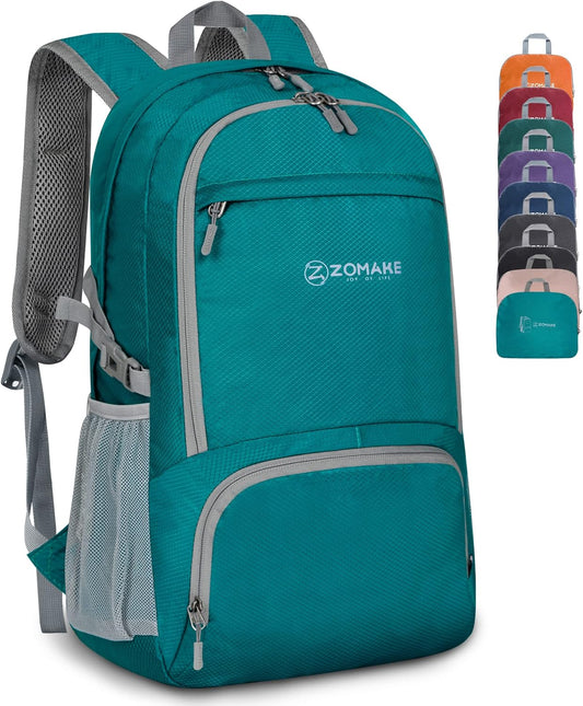 ZOMAKE Lightweight Packable Backpack 30L, Foldable Hiking Backpacks Water Resistant Compact Folding Daypack for Travel(Lake Green)