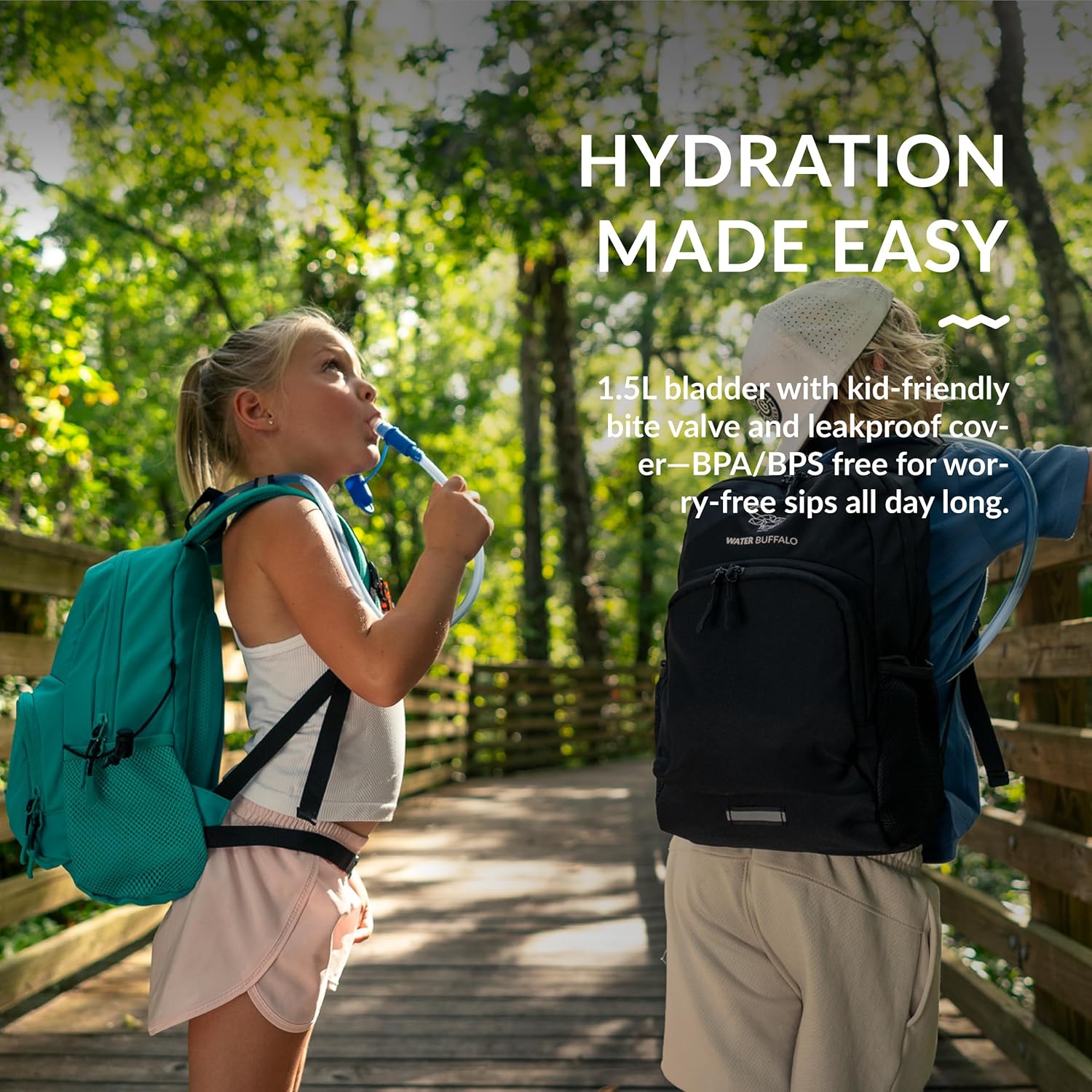 Water Buffalo Mini Sherpa Kids Hiking Backpack & Hydration Backpack, with 1.5L Bladder, Adjustable
