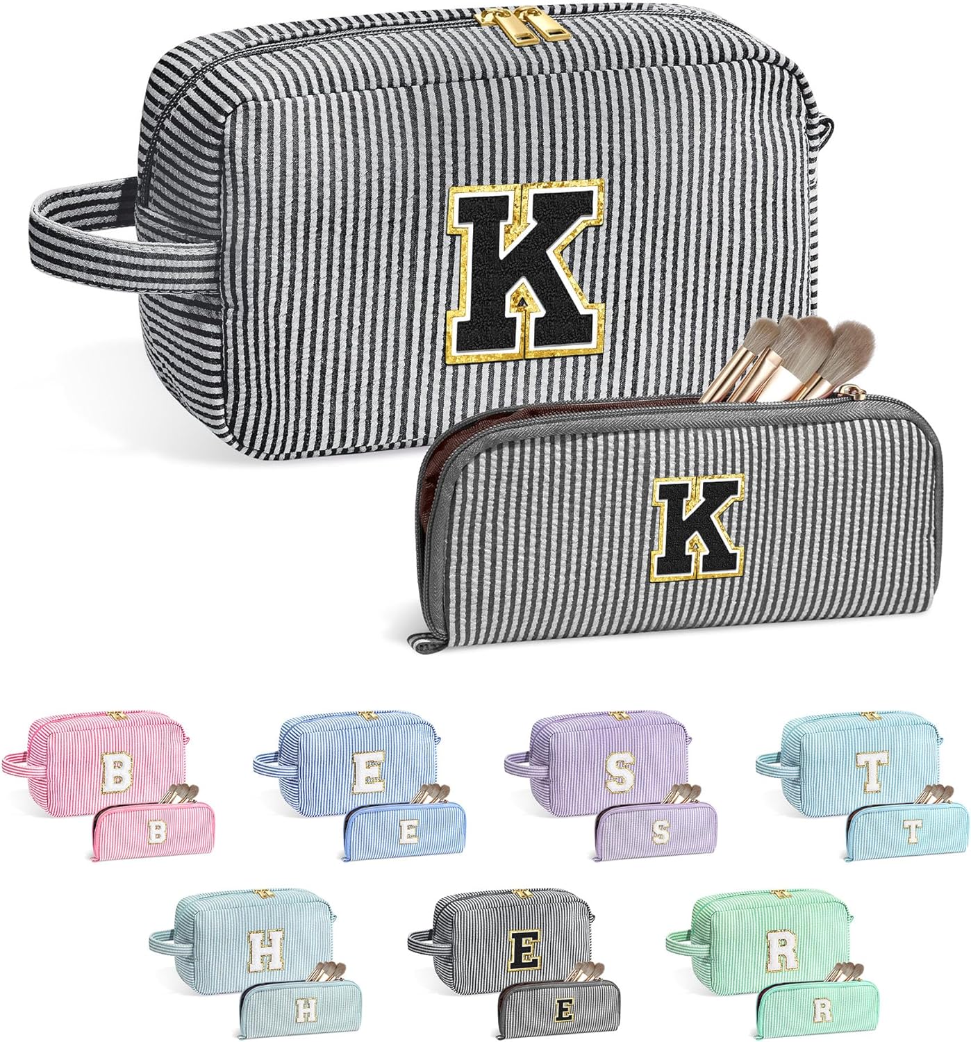 YOOLIFE Gifts for Teen Girls - Personalized Initial Makeup Bag, Birthday Gifts for Women Sister Friend Daughter Girls Kids