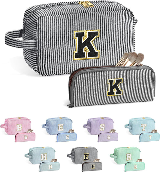 YOOLIFE Gifts for Teen Girls - Personalized Initial Makeup Bag, Birthday Gifts for Women Sister Friend Daughter Girls Kids