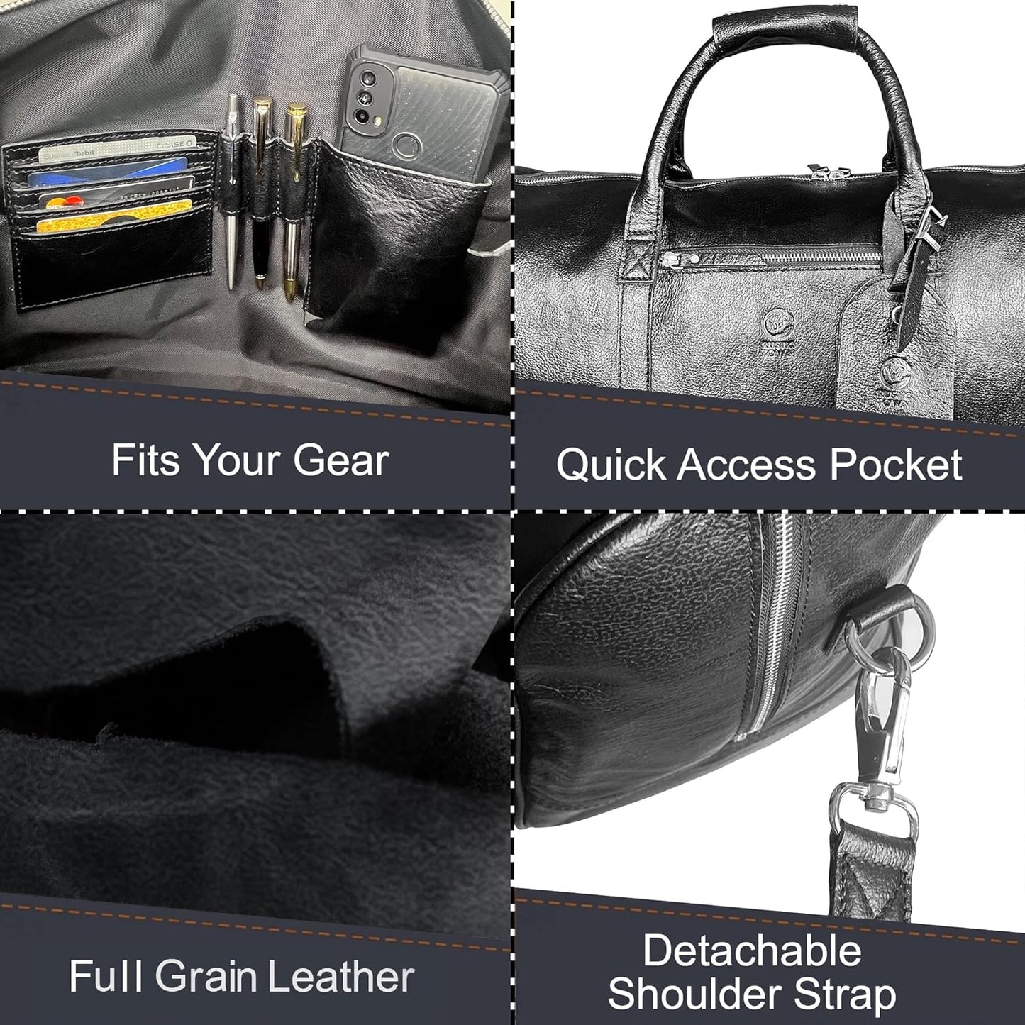 Handmade Leather Travel Duffel Bag - Airplane Underseat Carry On Bags by Rustic Town
