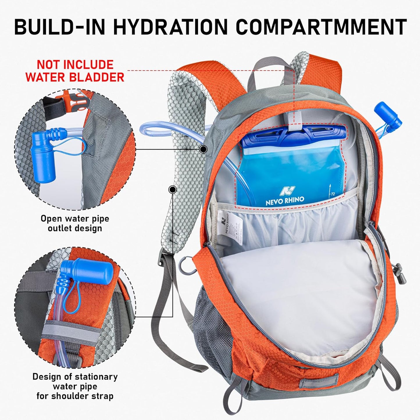 N NEVO RHINO Hiking Backpack 20L Water Resistant Outdoor Day Pack,Lightweight Travel Small Backpack
