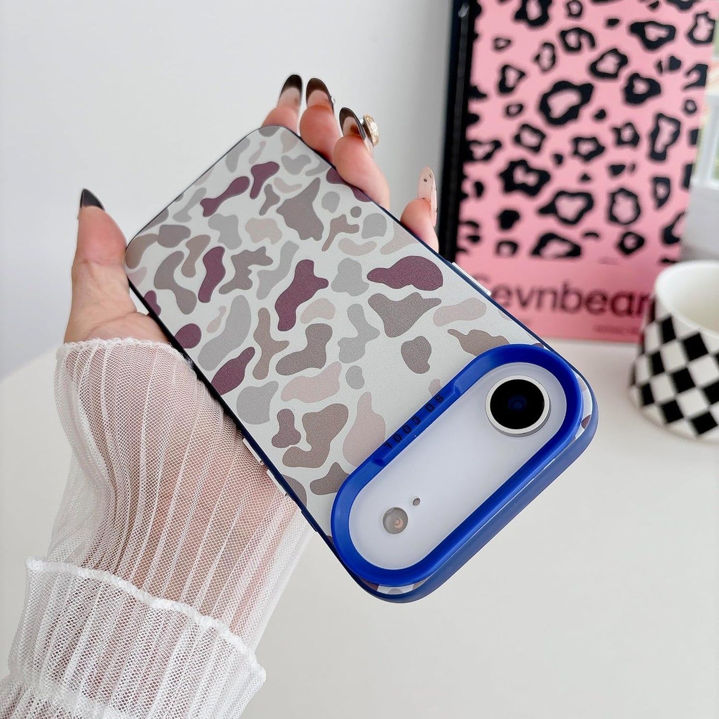 for iPhone 17 Air Case, Vintage Camo Pattern Design for Men Boys Teens, Cool Camouflage Shockproof Protective Cover for Girls Women - Blue