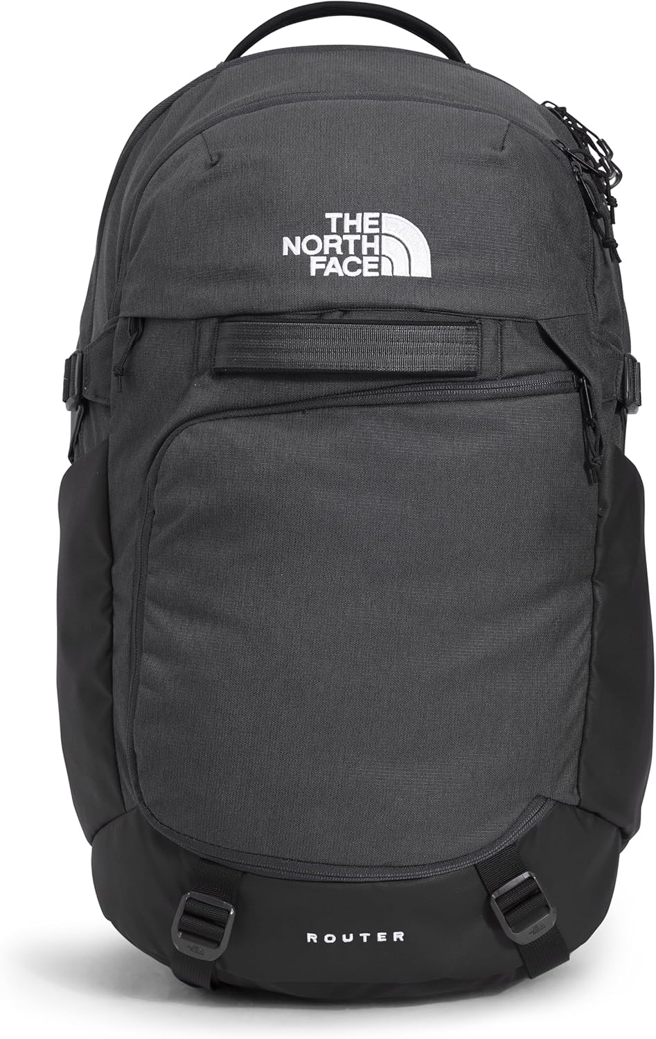 The North Face Router Everyday Laptop Backpack | Daypack with Water Repellent Finish, 17" Laptop Sleeve, Reflective Details, Asphalt Grey Light Heather/TNF Black-NPF, One Size