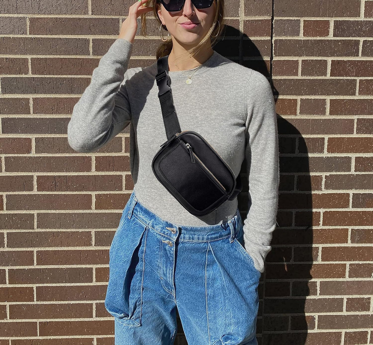 UTO Fanny Pack for Women Crossbody Trendy Fashion Belt Purse Chest Waist Hip Bumbag for Outdoor Shopping Travel Hiking