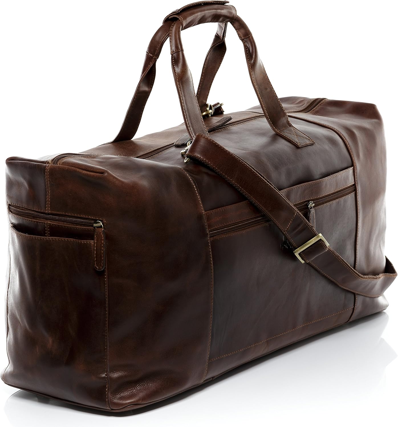SID & VAIN travel bag holdall BRISTOL XXL duffel bag real leather weekender duffle carry on leather bag Male