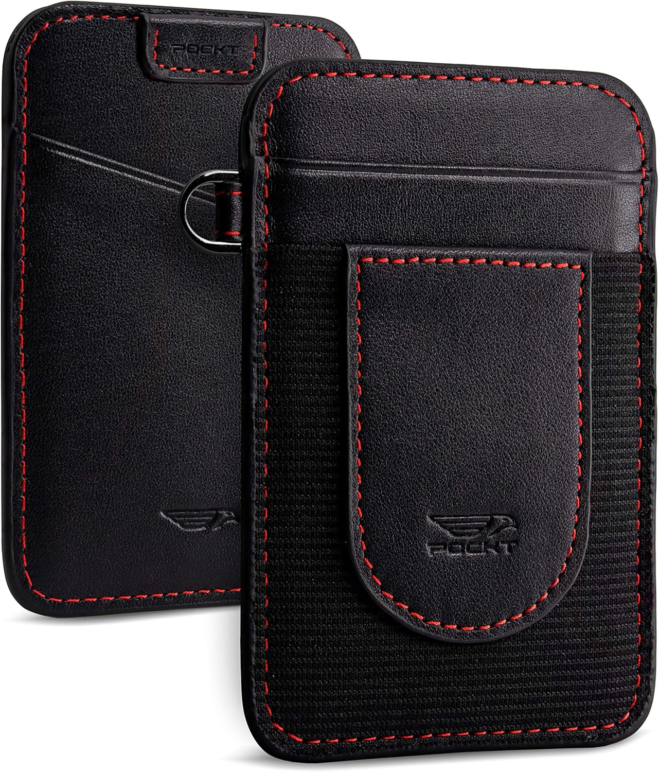 POCKT Card Holder Wallet For Men and Women - Slim Minimalist Front Pocket Wallet Elastic Credit Card Holder Genuine Leather RFID Blocking Card Case Wallets