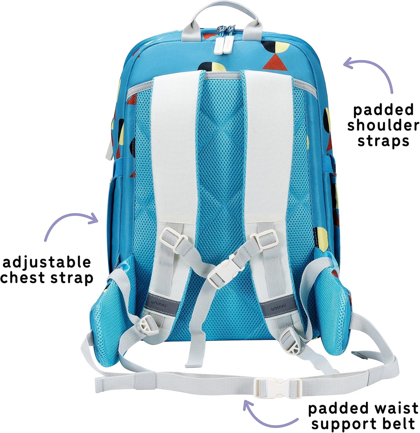uninni 16" Kid's Backpack for Girls and Boys Age 6+ with Padded, and Adjustable Shoulder Straps. Fits for Height 3'9" Above Kids (Golf Teal)