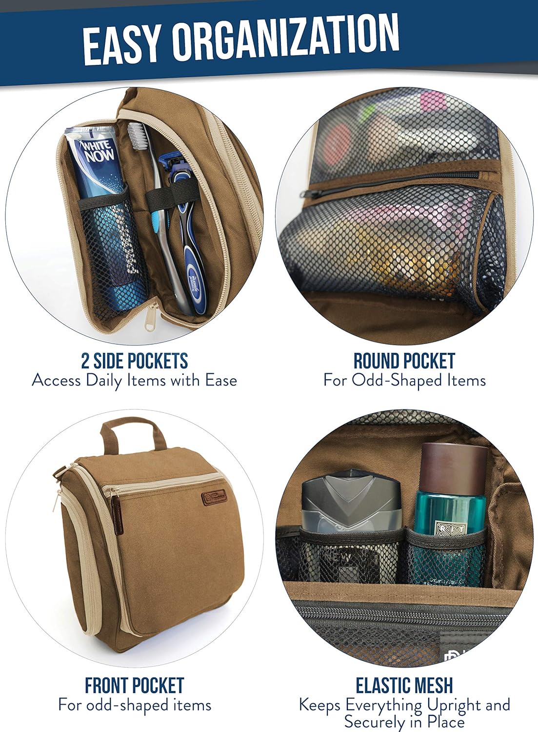 DD D&D Wanderlust D&D Hanging Travel Toiletry Bag for Men and Women – Cosmetics, Makeup and Toiletries Organizer Kit with 10 Compartments
