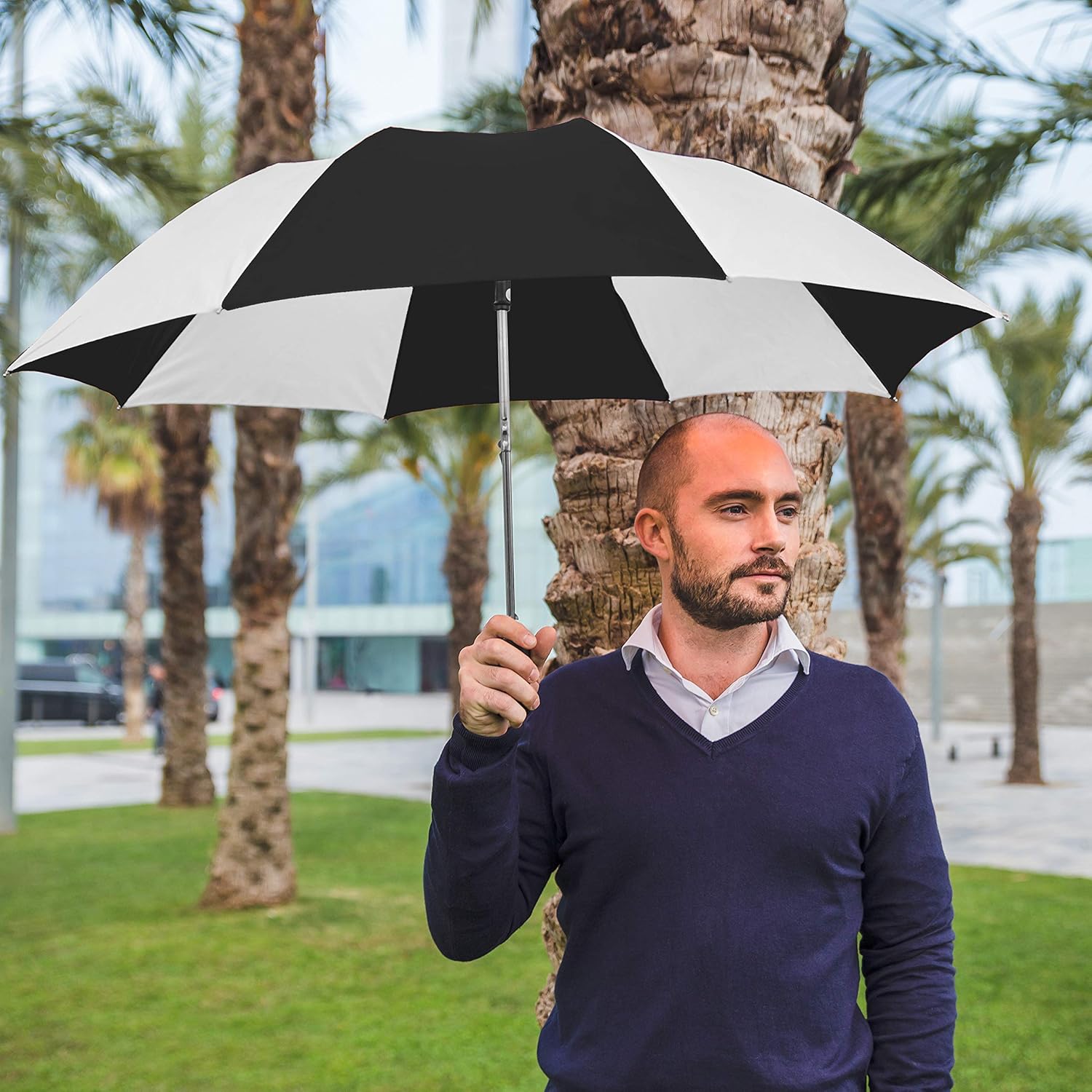 The Spectrum Popular Style 42" Automatic Open Compact Travel Umbrella for Rain, Wind & Sun, Sturdy