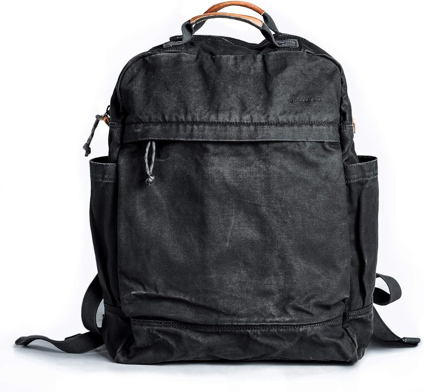 GOOTIUM Canvas Backpack for Women Vintage Style Zipper Bag Men's Casual Daypack Cloth Outdoor Travel Rucksack, Black
