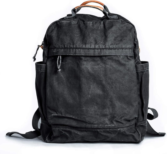 GOOTIUM Canvas Backpack for Women Vintage Style Zipper Bag Men's Casual Daypack Cloth Outdoor Travel Rucksack, Black