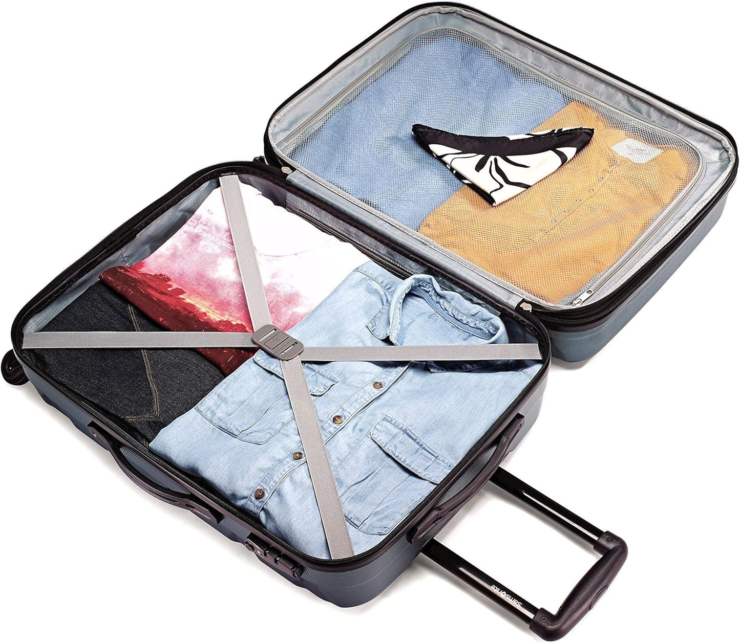 Samsonite Omni PC Hardside Expandable Luggage with Spinner Wheels, Navy, Carry-On 20-Inch