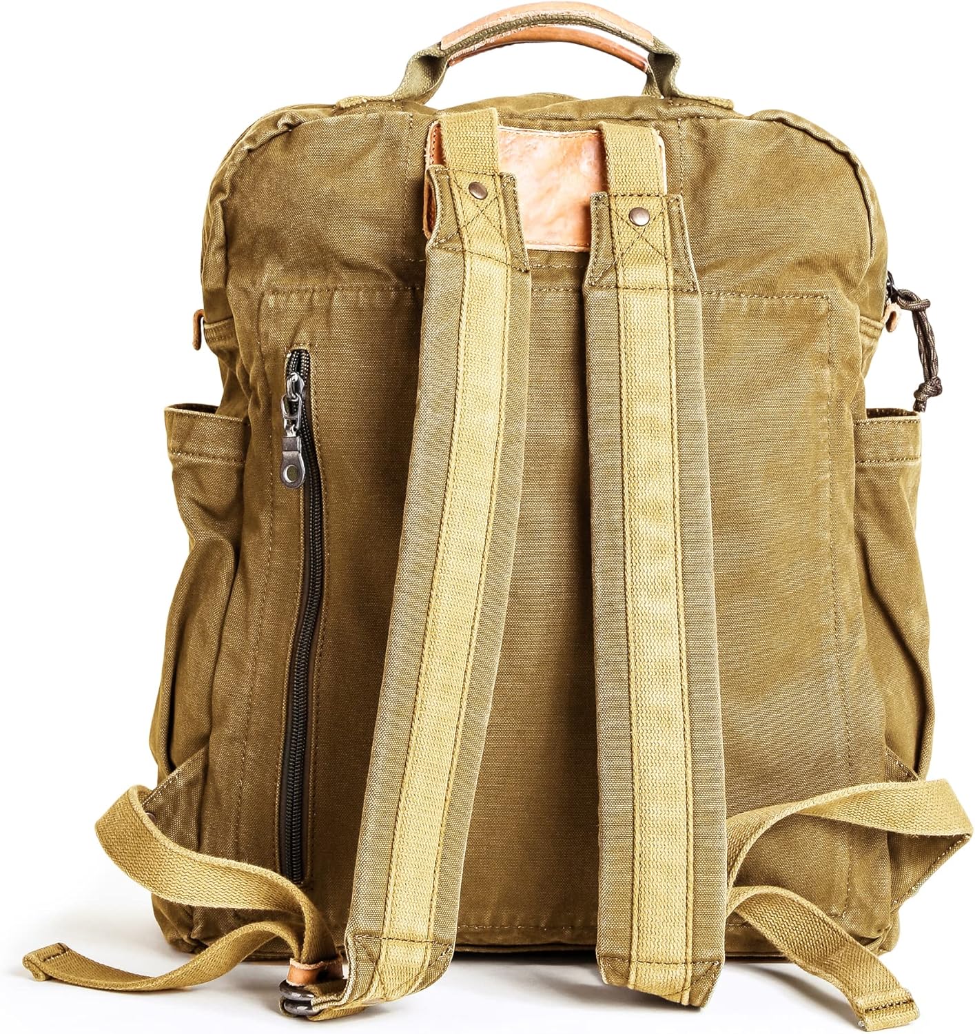 GOOTIUM Canvas Backpack for Women Vintage Style Zipper Bag Men's Casual Daypack Cloth Outdoor Travel Rucksack, Khaki