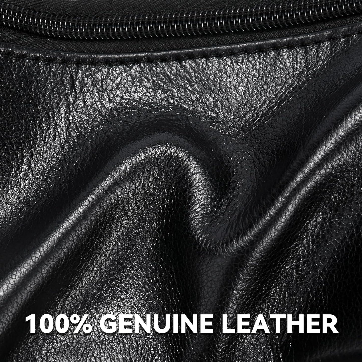 Black Leather Fanny Pack for Men & Women, Fashionable Multi-Pockets Waist Belt Bag for Travel Sports Hiking Cycling Fishing Running