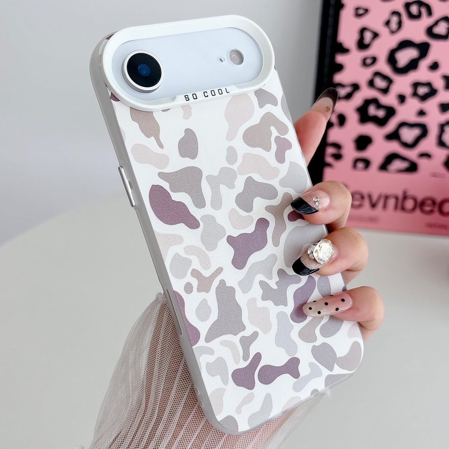 for iPhone 17 Air Case, Vintage Camo Pattern Design for Men Boys Teens, Cool Camouflage Shockproof Protective Cover for Girls Women - White