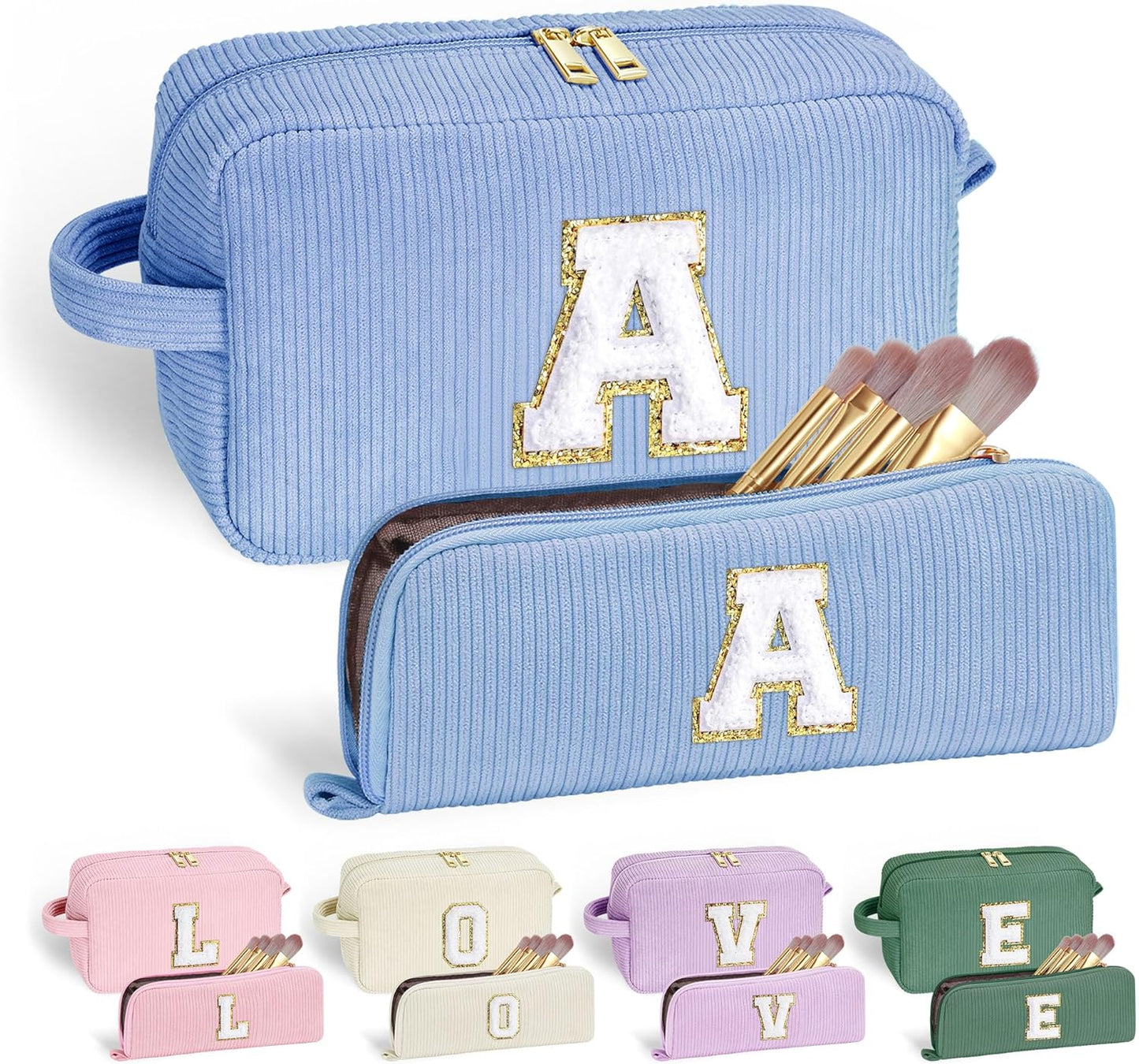 YOOLIFE Initial Travel Makeup Bag Cosmetic Bag - Teen Girl Gifts Trendy Stuff Friend Birthday Gifts for Women Teen Girl Kids