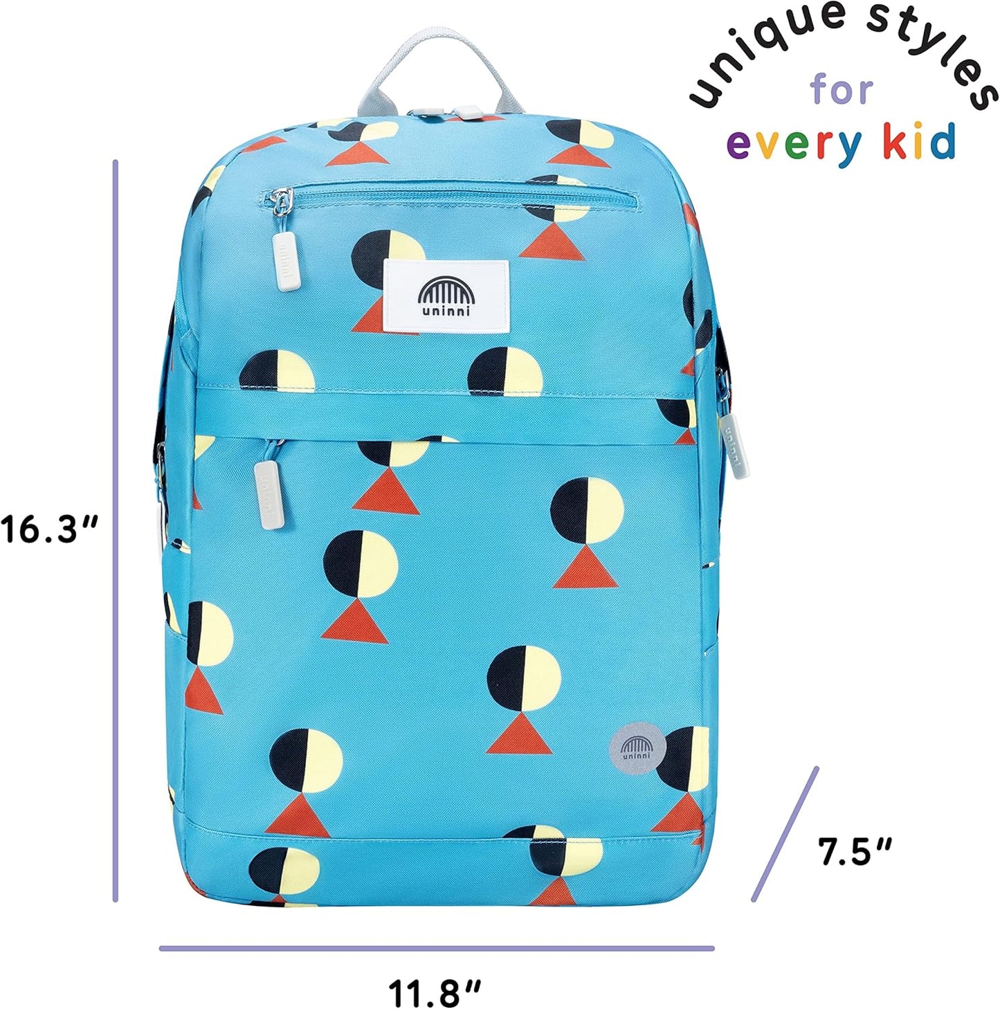 uninni 16" Kid's Backpack for Girls and Boys Age 6+ with Padded, and Adjustable Shoulder Straps. Fits for Height 3'9" Above Kids (Golf Teal)
