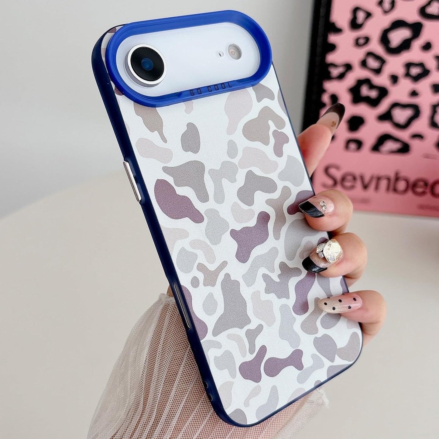 for iPhone 17 Air Case, Vintage Camo Pattern Design for Men Boys Teens, Cool Camouflage Shockproof Protective Cover for Girls Women - Blue