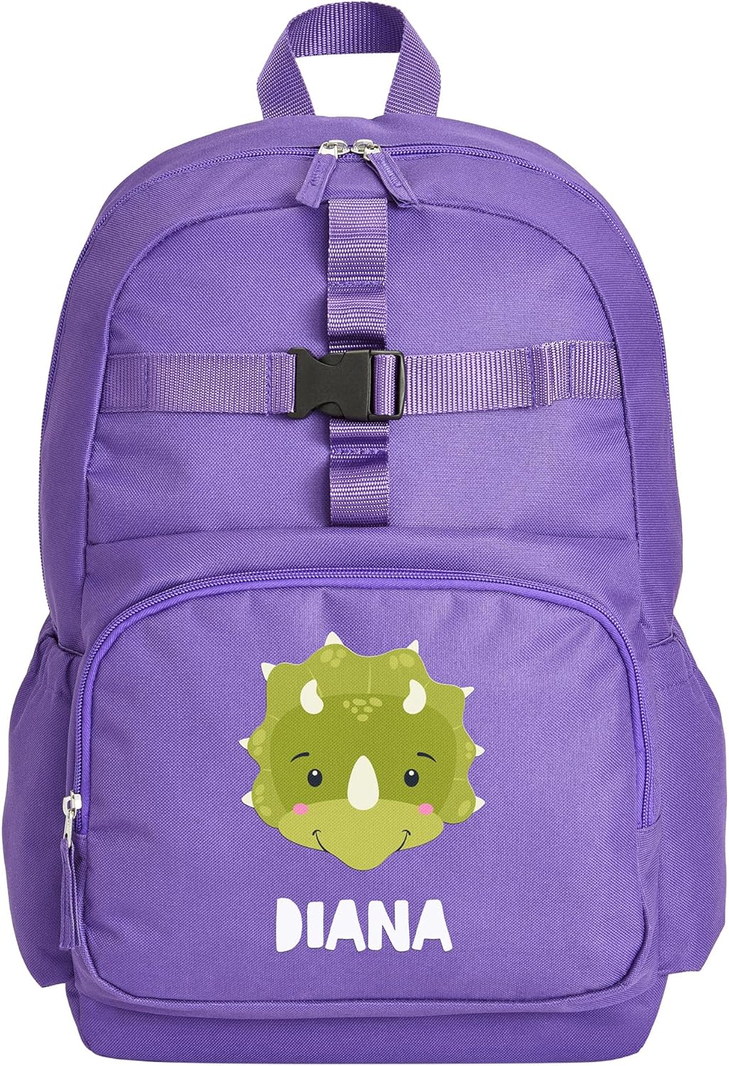 Let's Make Memories Personalized Kids Backpack - Backpack for School - For Animal Lovers - Back to School - Bookbag - Matching Lunchbox/Water Bottle Sold Separately - Purple - Dinosaur