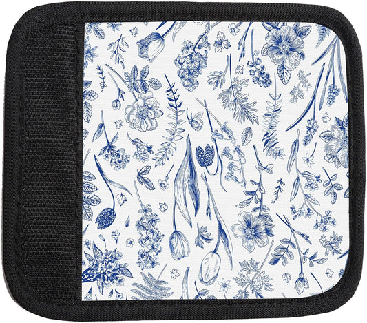 2 Pack Luggage Handle Wrap Travel Tags - Set of Luggage Tags for Suitcases, Identifiers, Marker, and Handle Covers - Cruise Accessories and Travel Gifts（Cute Blue Flower