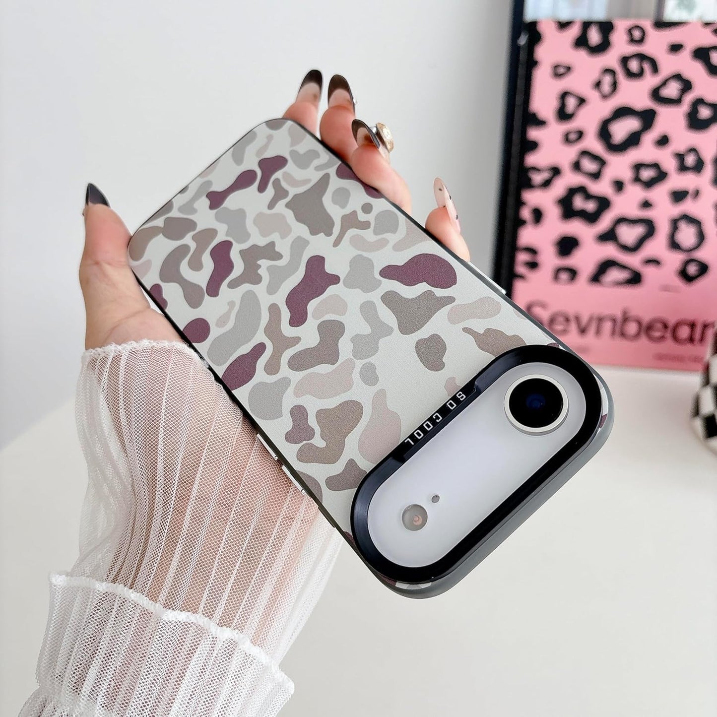 for iPhone 17 Air Case, Vintage Camo Pattern Design for Men Boys Teens, Cool Camouflage Shockproof Protective Cover for Girls Women - Black