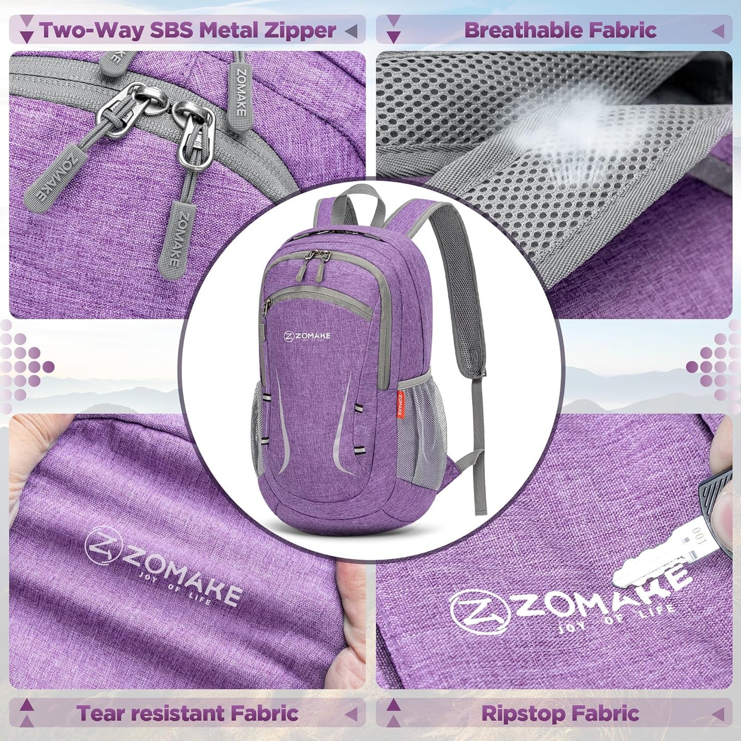 ZOMAKE Ultra Lightweight Packable Backpack 20L,Small Foldable Backpacks Hiking Water Resistant
