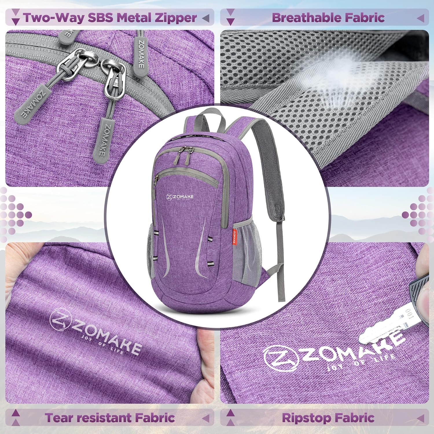 ZOMAKE Ultra Lightweight Packable Backpack 20L,Small Foldable Backpacks Hiking Water Resistant