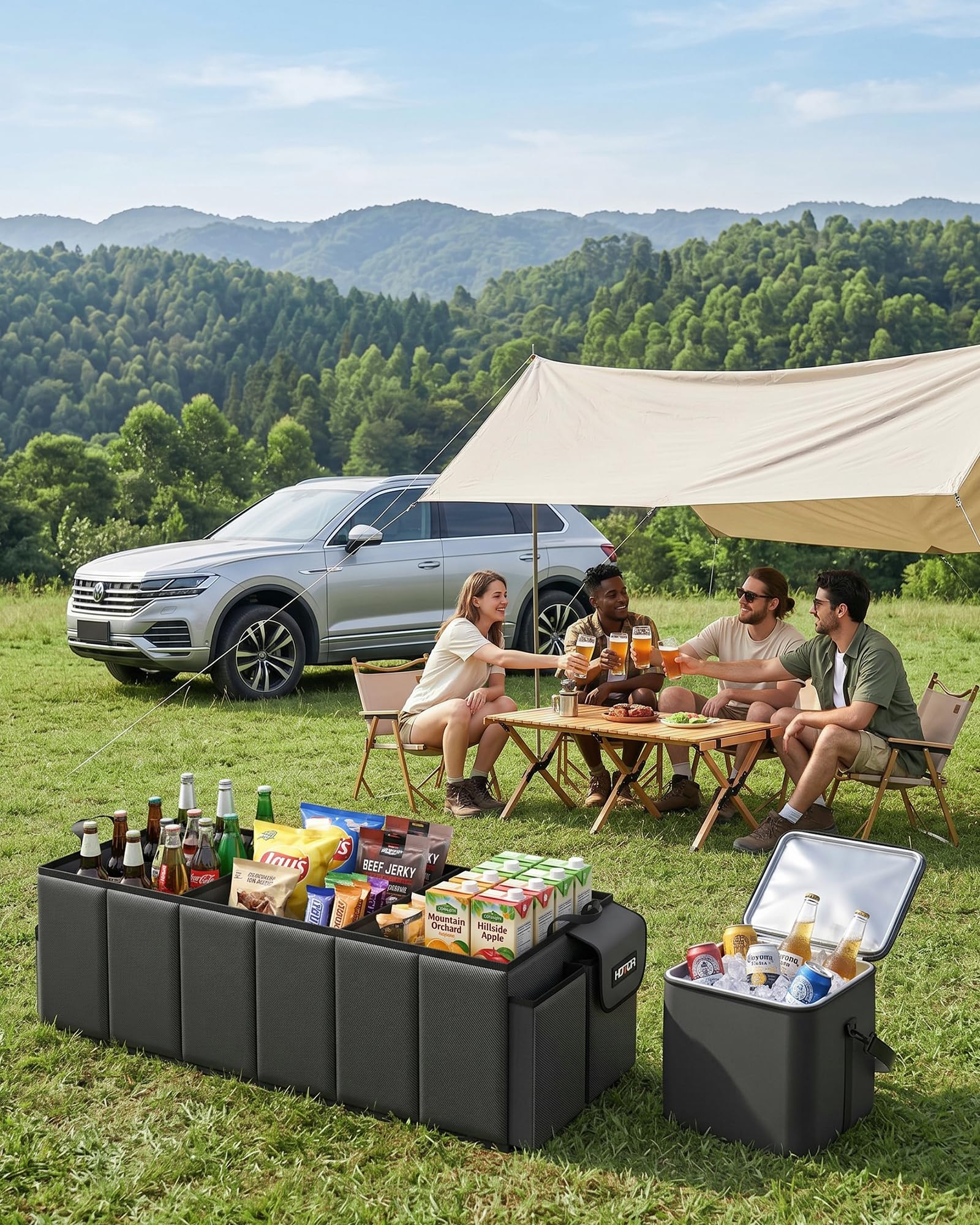 HOTOR Trunk Organizer, Sturdy Foldable with Cooler for Car, Sudan & SUV