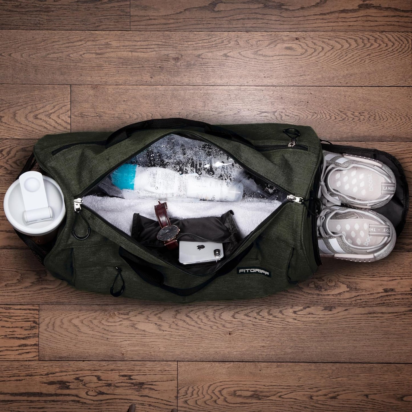 Fitgriff® Gym Bag for Men & Women with Shoe & Wet Compartment - Duffle Bag for Travel, Sports