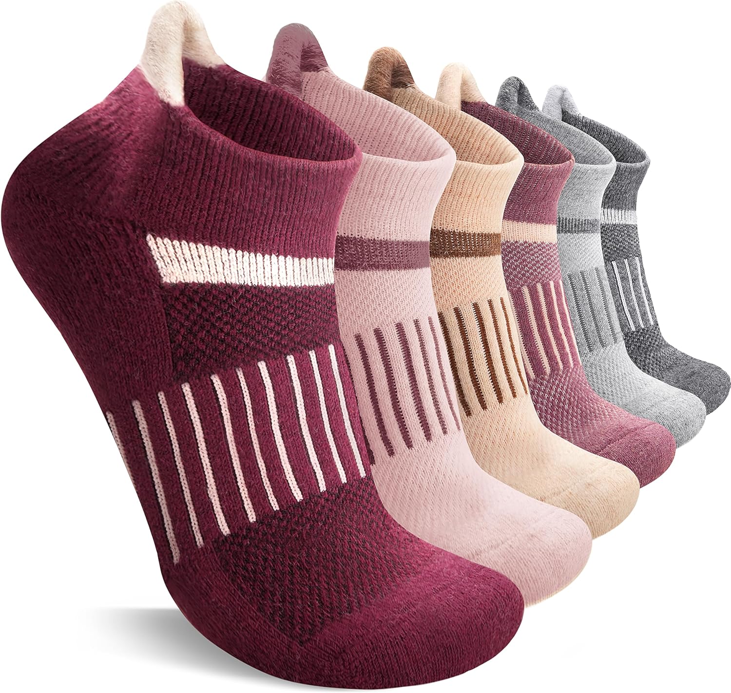 6 Pairs Merino Wool Ankle Running Hiking Socks Compression Support Breathable Thick Cushion No Show