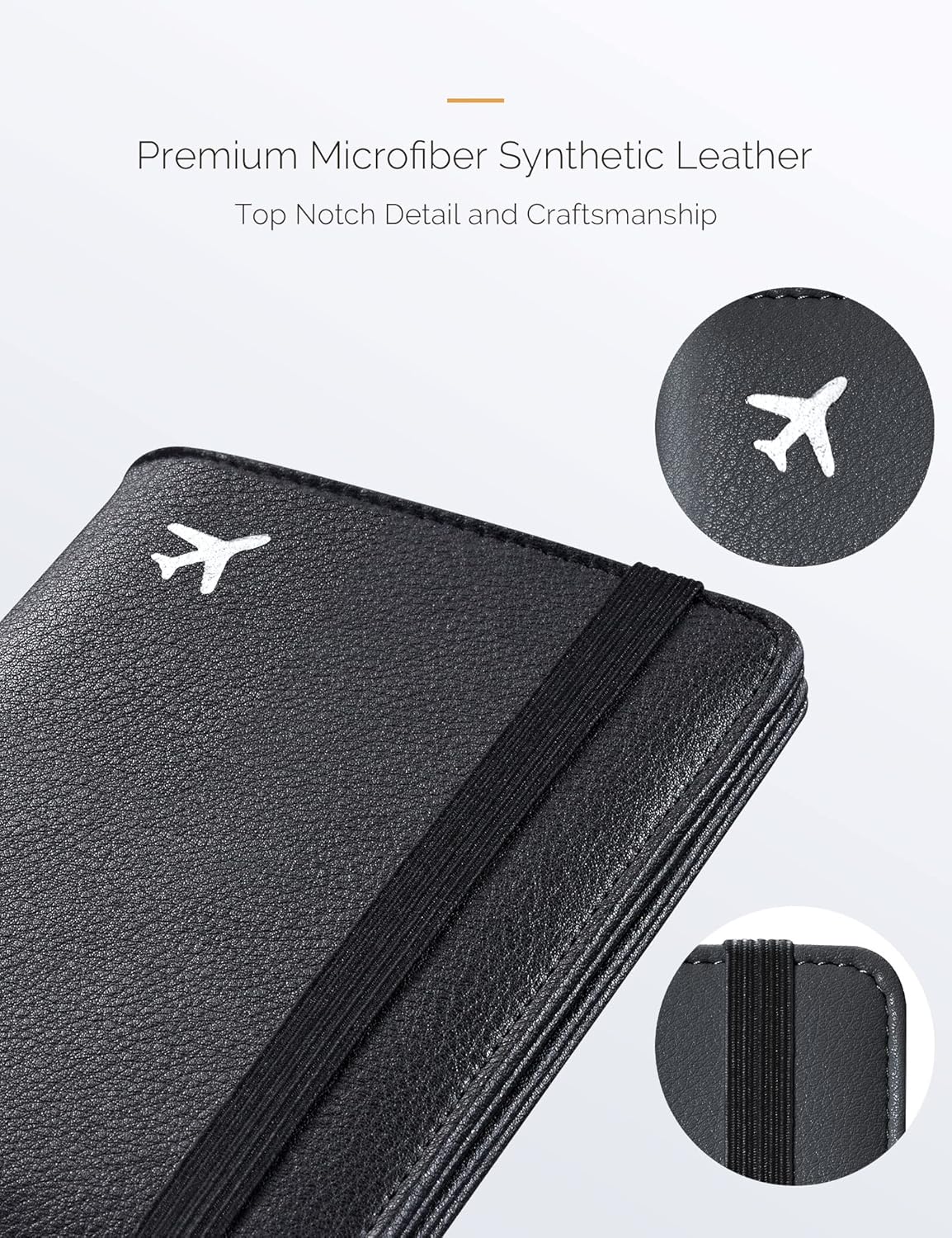 Mymazn Black Passport Holder Passport Wallet with Clear Pocket Passport and Vaccine Card Holder