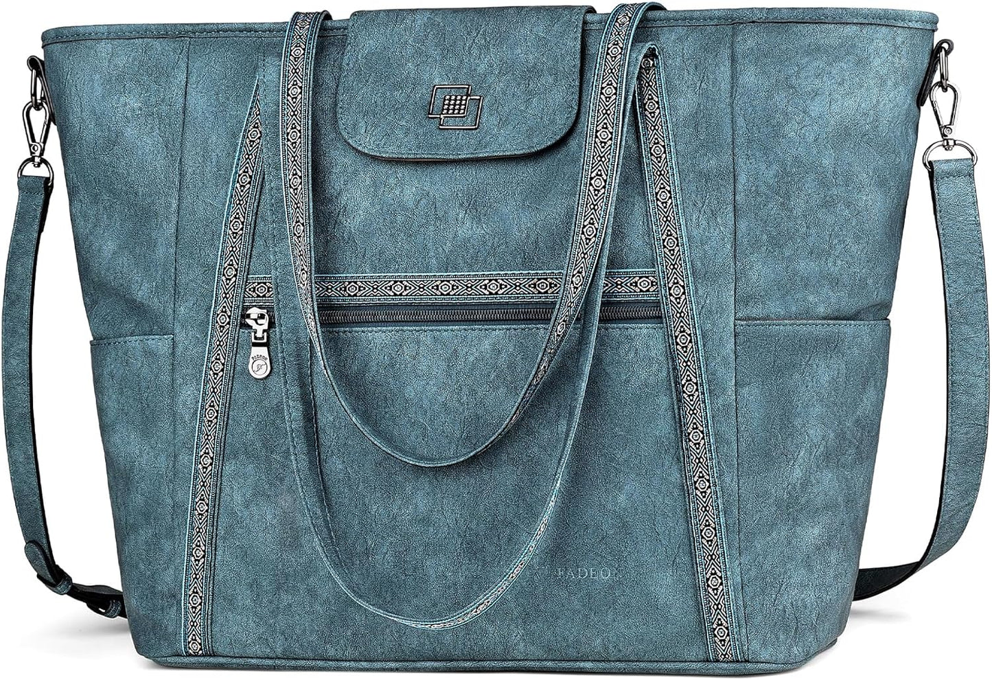 FADEON Large Laptop Tote Bag for Women Designer Leather Laptop Bag Fashion Travel Backpack Purse Shoulder Handbag