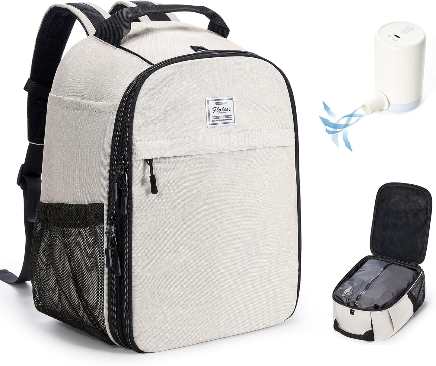 Vacuum Backpack Travel with Pump,Travel Backpack with Vacuum System,Vacuum Seal Compression Bags Clothing Vacpack,United Airlines Personal Item Bag 17x10x9,Laptop Backpacks,Beige