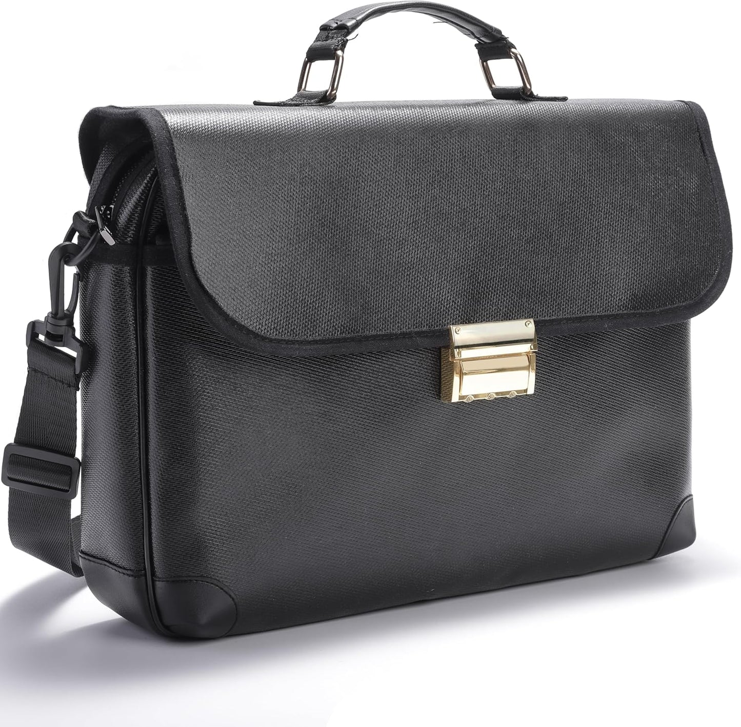 Vailoin Fully Fireproof Messenger Bag for Men, Metal Lock Laptop Briefcase with Adjustable Shoulder Strap, Water Resistant Satchel Shoulder Bag Crossbody for Office Business Travel College, Black