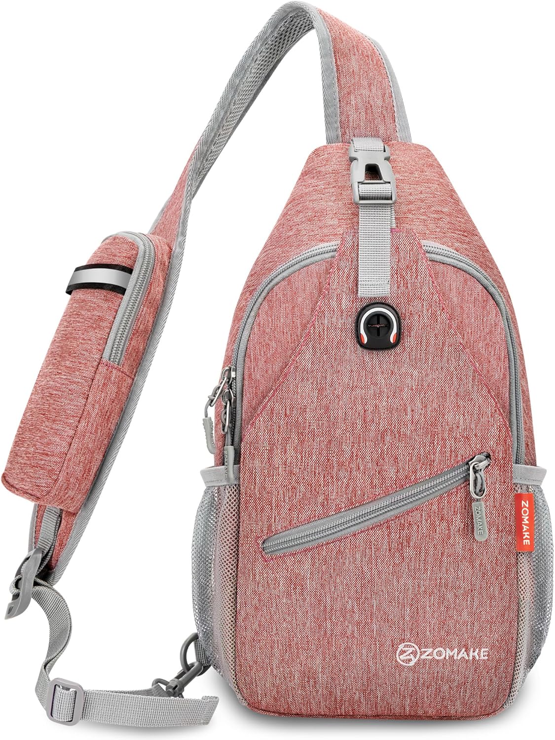 ZOMAKE Sling Bag,Small Crossbody Sling Backpack,Water Resistant Shoulder Daypack for Travel,Anti Thief Chest Bag for Hiking(Orange)