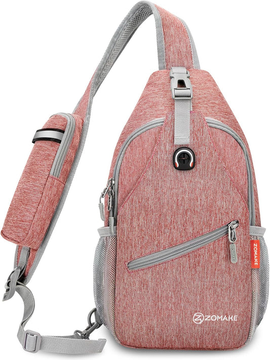 ZOMAKE Sling Bag,Small Crossbody Sling Backpack,Water Resistant Shoulder Daypack for Travel,Anti Thief Chest Bag for Hiking(Orange)