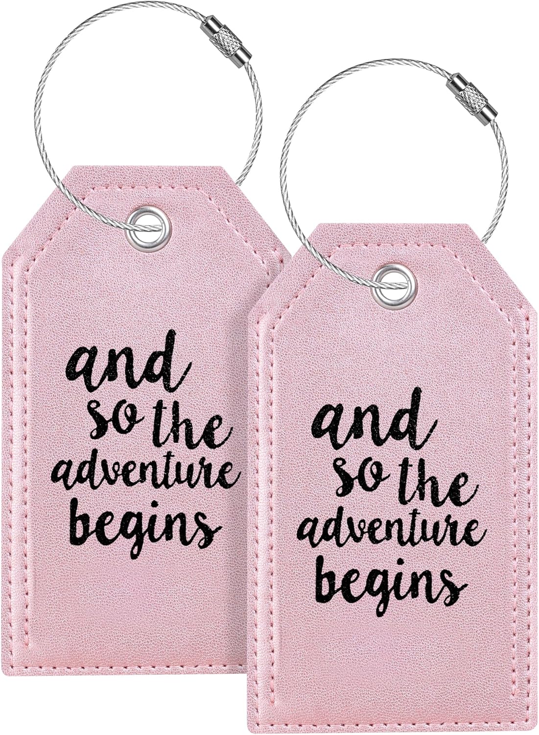Luggage Tag & Initial Baggage Tags for Suitcases Leather Bag Tags for Backpacks Handbag School Instrument with Name ID Label Travel Essentials, Unique Fun Rose Gold Personalized Luggage Tags 2 Pack