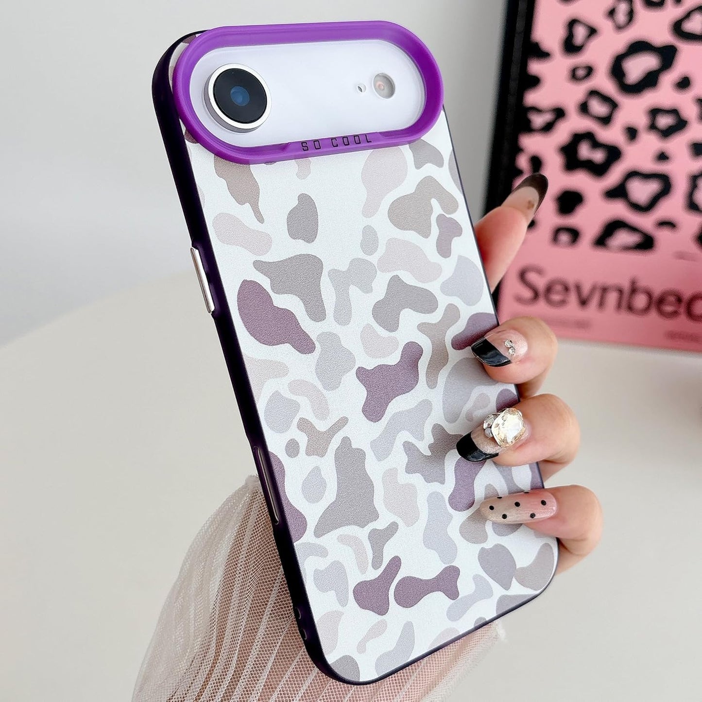 for iPhone 17 Air Case, Vintage Camo Pattern Design for Men Boys Teens, Cool Camouflage Shockproof Protective Cover for Girls Women - Purple