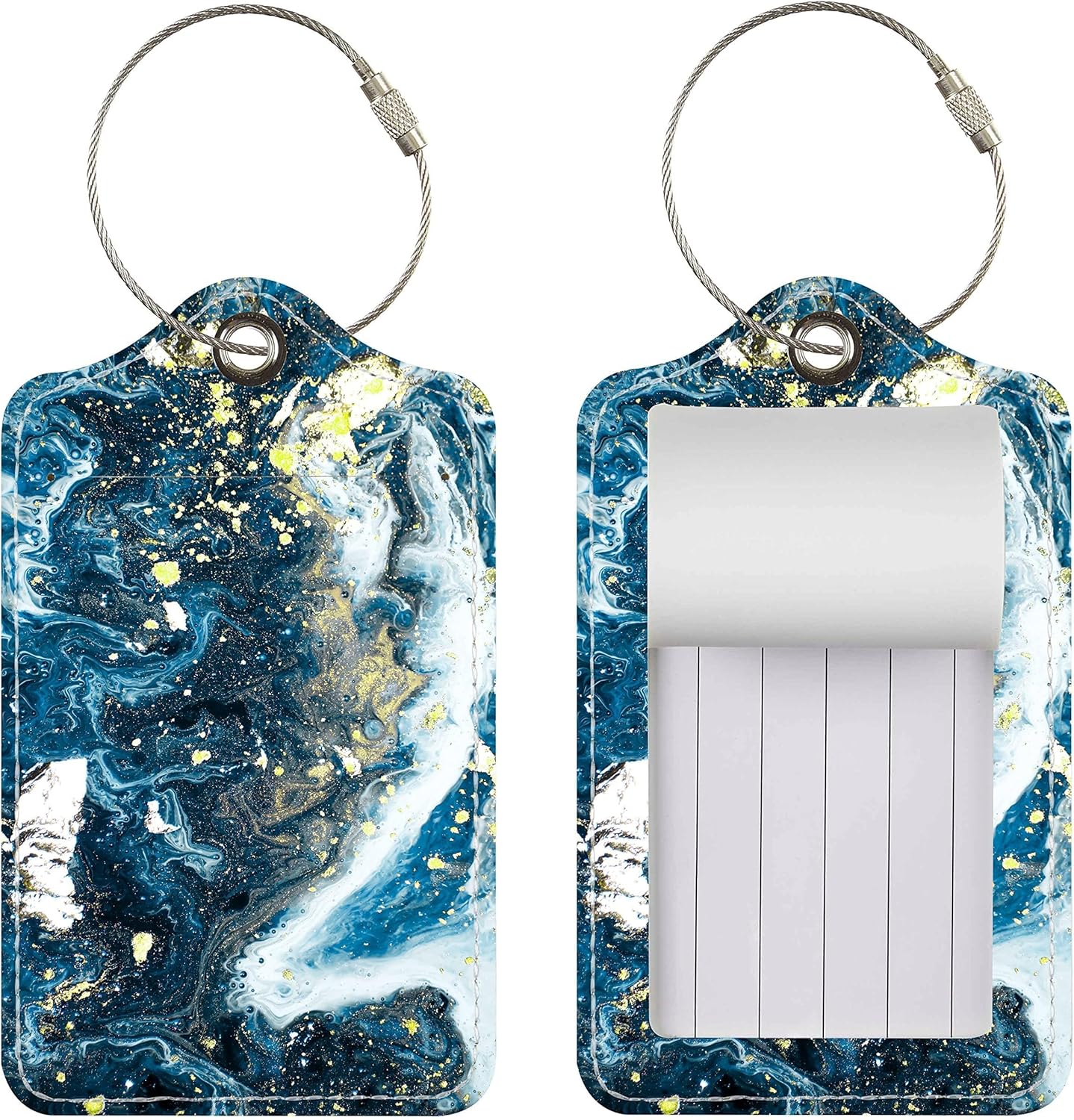Luggage Tags for Suitcases, 2 Pack Cute PU Leather Suitcase Tag Identifiers TSA Approved with